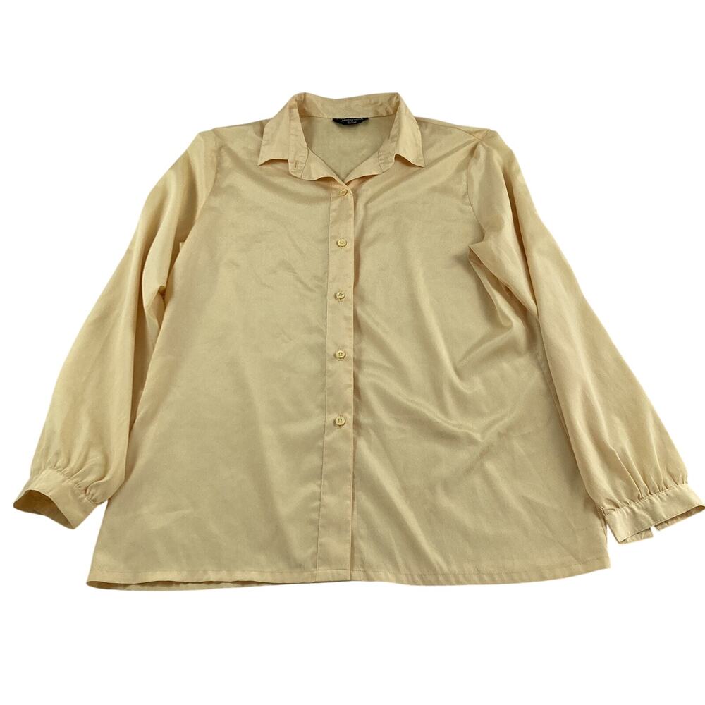 Silky Yellow Blouse Collared Button Up James Kenrob by Dalton No Size Vintage